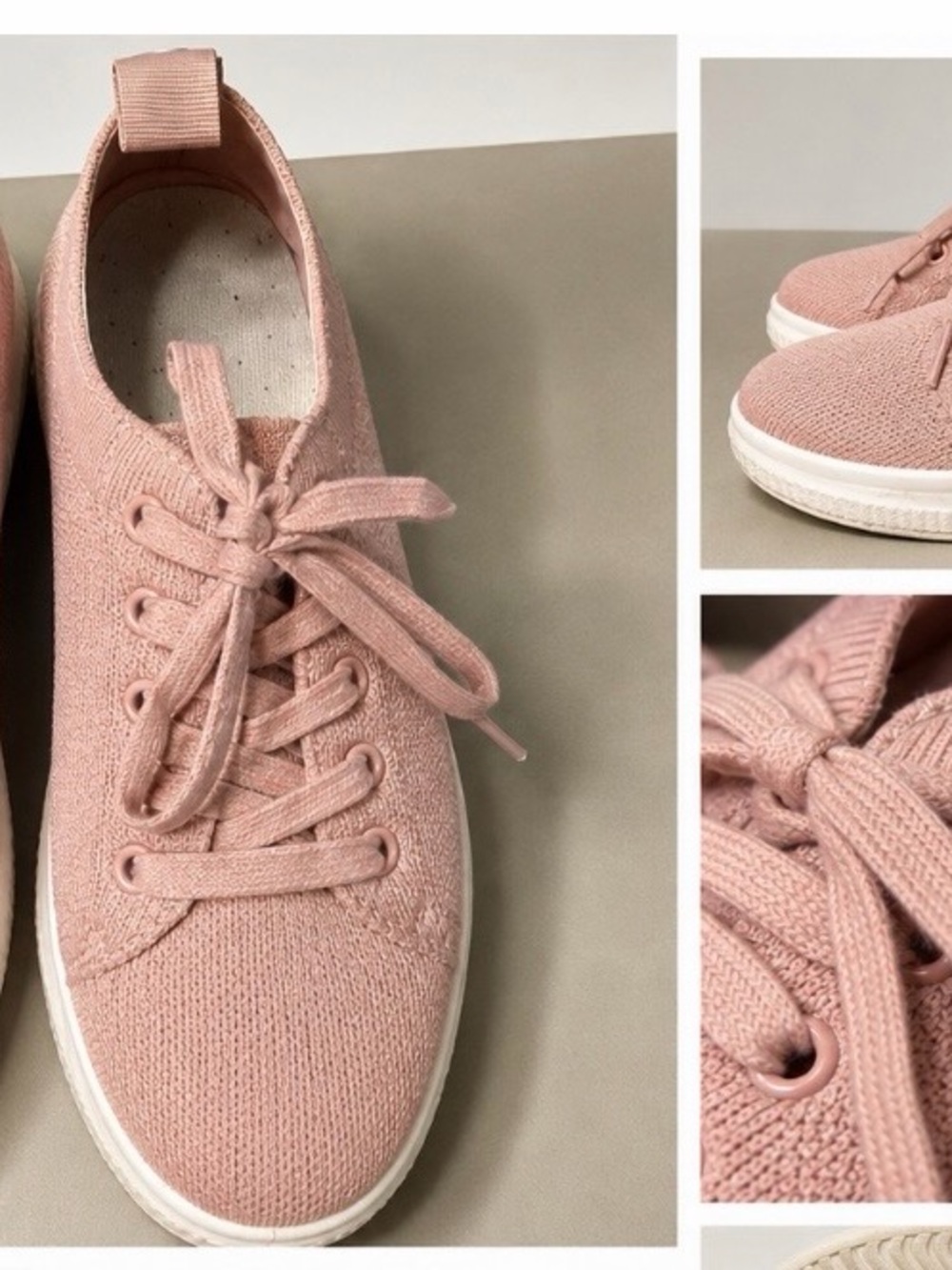 Boston Proper Women's Knit Lace-Up Sneakers in Dusty Rose